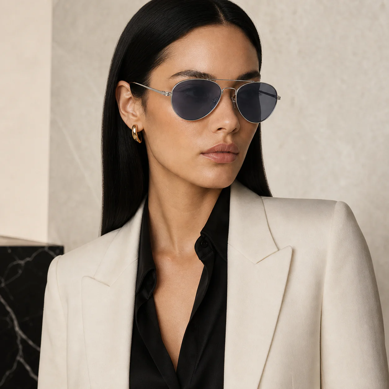 Crescent Aviator Sunglasses model view